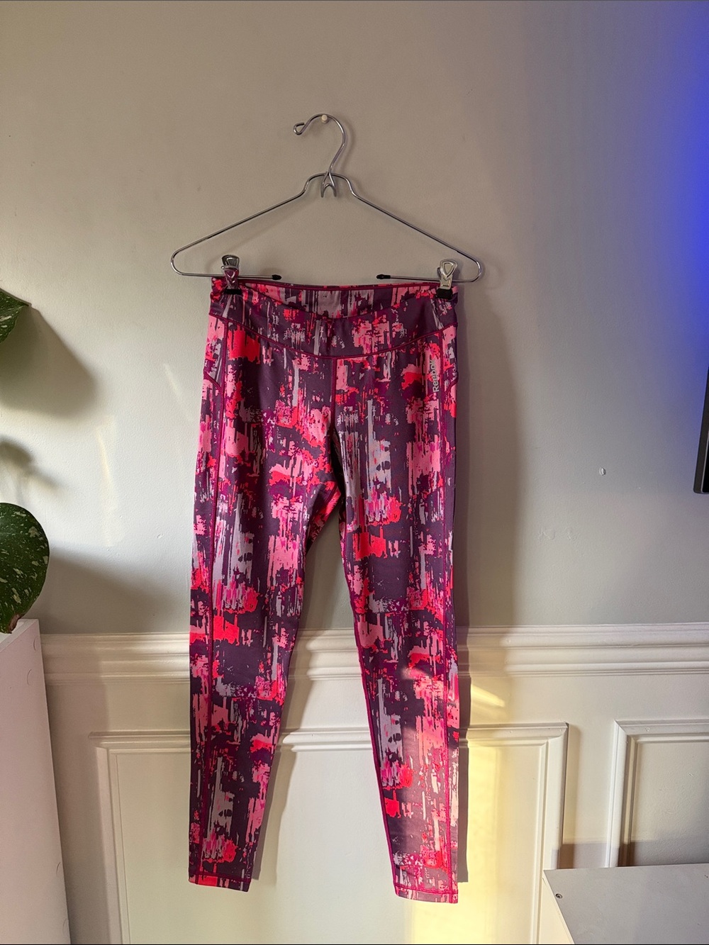Reebok Abstract Pink and Purple Athletic Leggings